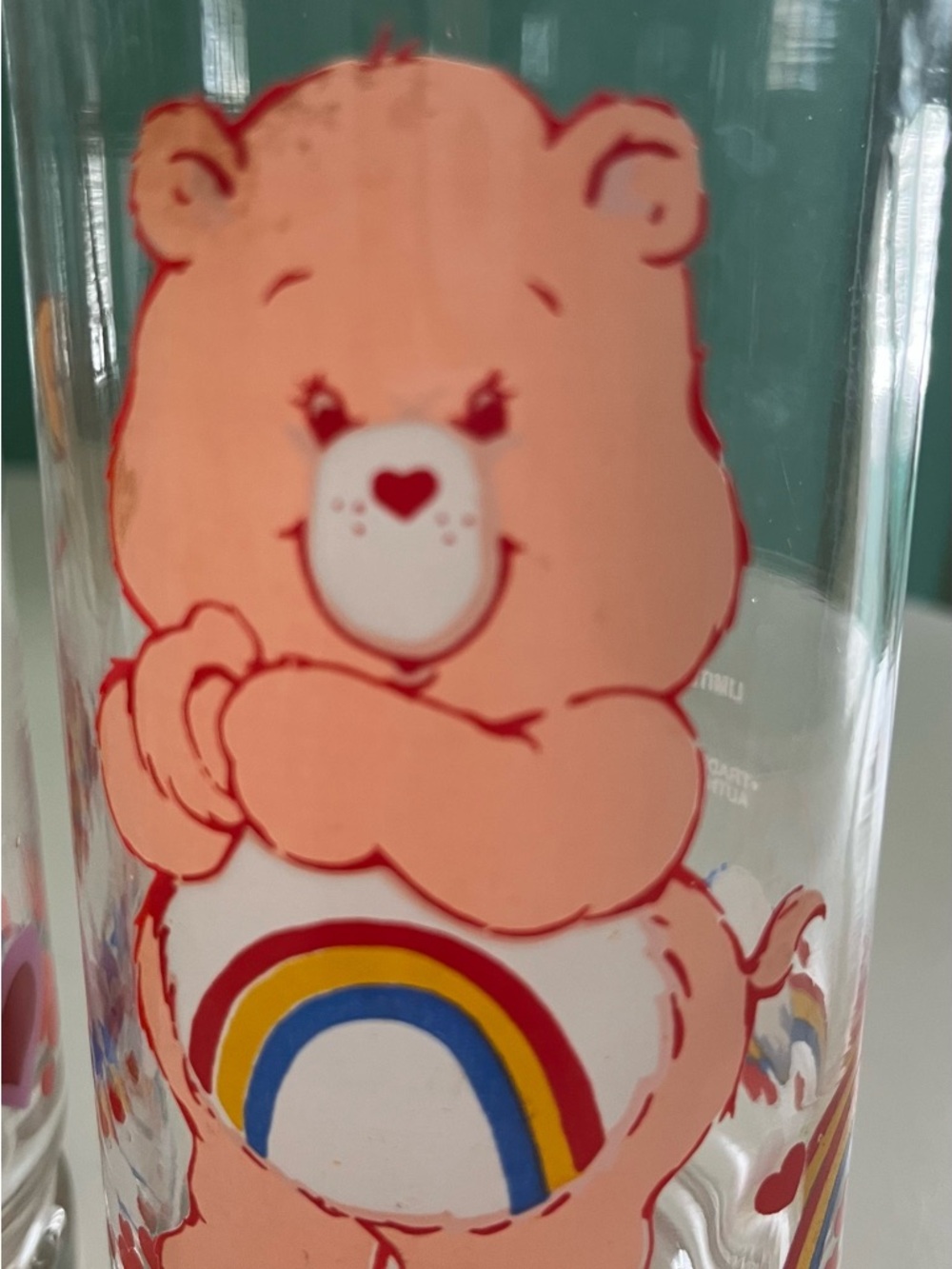 Care Bears 4 Piece Glass Set — Yellow, Blue, Orange, Pink Bears Pizza Hut - Picture 5 of 9